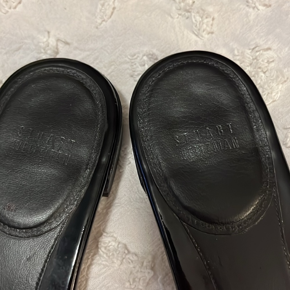 Stuart Weitzman Black Slide Sandals with Silver Circle Embellishments - Picture 8 of 14